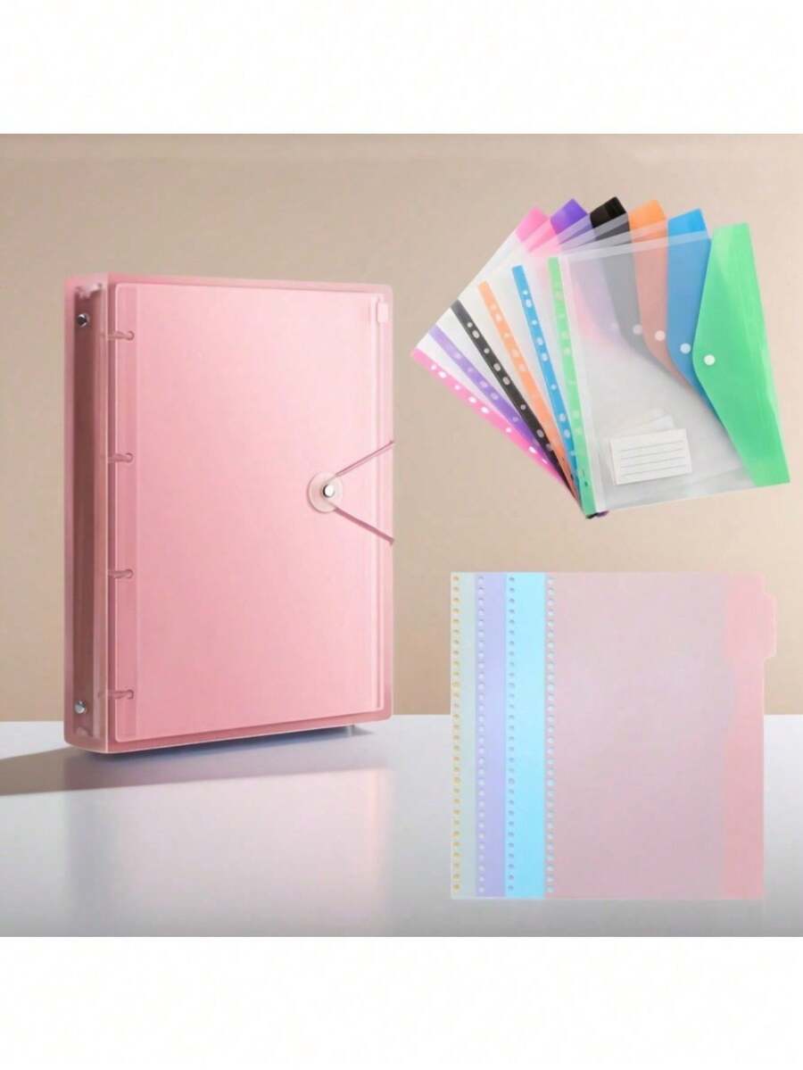 A4 Size Heavy Duty Colorful PP Binder, Large Capacity, Suitable For School, Home, Office, Work, Travel - Portable Design - Multicolor - View 1