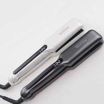  ANGENIL 1.7" Wide Plate Straightener & Curler 2-In-1, Multi-Temperature Settings LCD Display