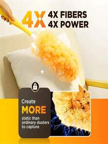 11/21 件装超细纤维除尘掸 - 多功能清洁工具，适用于清洁吊扇、百叶窗、汽车和电子产品上的顽固灰尘，包含可伸缩手柄和 10 个替换头 - 橘色 - 查看 3