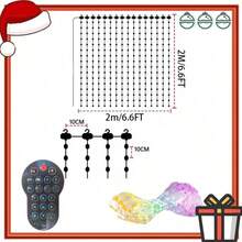 79*79in RGB IC LED Smart Curtain Fairy Lights | Programmable DIY Christmas String Light | Multicolor Halloween Decorative String Lights | Color Changing Music Sync Text, Cartoon Display Options | Remote & App Controlled | IP65 Waterproof - 79in/2m - Xem 10