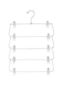 6-Tier Stainless Steel Folding Pants/Skirt Rack, Space-Saving Multi-Layer Clothing Storage Organizer, Suitable For Wardrobe And Closet, Can Hold Jeans, Skirts And More, Metal Structure, Efficient Closet Organization - Silver - View 26