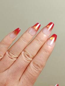 30 piezas Juego de uñas postizas en forma de ballet cortas, con efecto degradado de ojo de gato, de alta gama y cobertura total, adecuadas para el Día de San Valentín. Incluye un trozo de pegamento de gelatina y una lima de uñas, apropiadas para uso diario, fiestas, baile y como regalo. - Multicolor - Ver 2