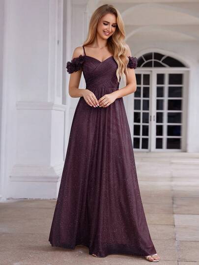 EVERPRETTY Summer Elegant Shiny Purple Bridesmaid Dresses Backless Suitable For Wedding Guests Formal Semi Formal Occasions