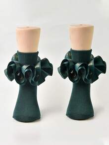 3 Pairs Girls' Ruffle Christmas Princess Dance Socks - Multicolor - View 4