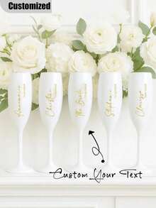 1Pc Custom Acrylic Champagne Flutes,Customize Plastic Stem Glasses, PP Material Shatterproof, Pressure Resistant ,Elegant Plastic Champagne Glasses For Wedding Toast, Engagement Party, Graduation Celebration, Bachelorette Party, Bridal Shower, Baby Shower, Birthday Party Multi Functional, ,Ornamental,Reusable. - Multicolor - View 3