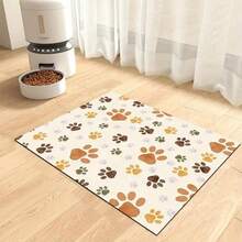 1pc Pet Paw Print Quick Dry Feeding Mat, Easy To Clean Pet Bowl Mat, Dog Cage Mat, Suitable For Pets All Seasons - Multicolor - View 13