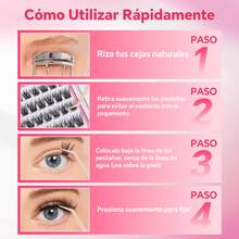 88 Piezas Set de Pinzas Para Pestañas Postizas Autoadhesivas,Las Adhesivas no Requieren Pegamento ni Desmaquillante,Solo Hay que Presionarlas, es Sencillo y Rápido, en un Solo Paso,Tiras Adhesivas Invisibles Reutilizables Extensiones de Pestañas Autoadherible(Rubí) - Rubí - Ver 7