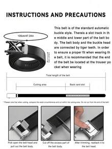 男士自动扣皮带（1条装）：可调节自动扣设计，适合正式/休闲场合 | 3种颜色（银色/金色/黑色）。可实现精准便捷的尺寸调节。 - 彩色 - 查看 9