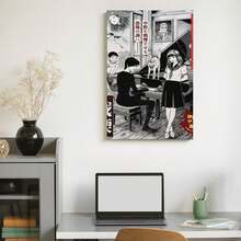 Kawakami Canvas Print: Ito Junji Anime, Ideal For Home, Office Wall Decor,Japanese Living Room Bedroom Wall Decor - Black - View 6