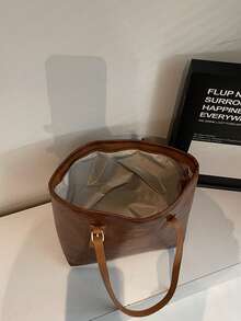 32*12*28cm modische Schultertasche mit großer Kapazität und vielen Taschen, lässige große Tasche für Damen geeignet für Laptop, minimalistischer Stil für Lässig & Urlaub - Braun - Übersicht 4