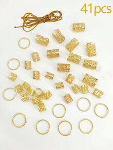 41pcs Women's Hollow Braiding Clips, Scrunchies, Dreadlocks Decorations, Y2K Style Metal Hair Accessories, Punk Fashion Braiding Hair Clips