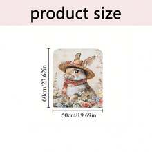 1pc/4pcs/6pcs/10pcs Easter Series Plush Chair Cover With Printed Image Of A Brown And White Rabbit Wearing A Floral Woven Hat And Patterned Scarf, Surrounded By Daisy, Rose And Other Flowers - Multicolor - View 14
