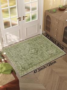 1 pieza Alfombra de área con patrón vintage verde, estilo bohemio, material de terciopelo suave y cómodo, fácil mantenimiento, impermeable y anti-manchas, con respaldo antideslizante, adecuada para entrada, dormitorio, sala de estar, baño, cocina, comedor, oficina, decoración de habitación, celebración festiva - Verde - Ver 14
