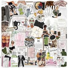 50PCS Cute INS Style Clean Girl Stickers Graffiti Set Fashion Mocha Girl Waterproof DIY Decals For Scrapbooking Phone Luggage Skateboard - Multicolor - View 1