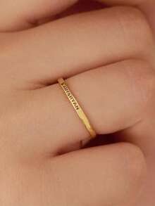 1pc Customized Stainless Steel Laser Engraved English Name & Number Ring, Warm And Unique Accessory Jewelry, Luxury Unisex Gift For Lover, Family And Friends - Multicolor - View 5