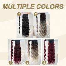 夹式马尾接发，黑色、酒红色渐变、黑色、灰色渐变、棕色波浪纹马尾，24英寸，耐热硬质合成发片，适合女性圣诞节、万圣节、音乐节派对和日常使用。 - 拼色 - 查看 6