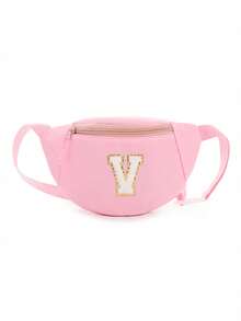 1pc DIY Girls Letter Print Crossbody Bag, Cute Shoulder Bag, Messenger Bag, Fanny Pack, Suitable For Daily Use, Outdoor, Travel, Hiking, Portable, Ideal Gift For Girls