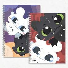 1pc Series Hard Cover Flip Notebook, A5 Notebook, B5 Micro-Dot Notebook, 8K Sketch Mesh Notebook, Cute & Fashionable Notebook, Night Light, Toothless Cute Notebook,
