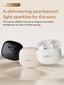 Lenovo LE259 Minimalist Bluetooth Headphones, Half In-Ear 360° Surround Sound, Low Latency For Music, Gaming, Clear Calls With Microphone, Comfortable Fit For Sports, Running, Office, Compatible With Android, IOS, PC, Holiday Gift - Black - View 9