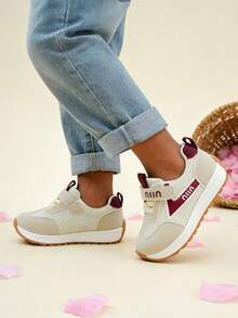 2026春季儿童酒红色网面运动鞋，男女童通用款魔术贴透气软底防滑休闲鞋 - 中紫紅色 - 查看 6