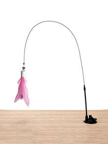 1pc Feather Cat Teaser Wand With Detachable Strong Suction Cup, Powerful Suction, Firmly Adheres To The Ground. This Interactive Cat Toy Is Suitable For Indoor Play And Exercise, No Battery Required - Multicolor - View 12