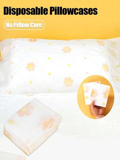 Disposable Thickened Printing Pillowcases, Hotel Bedroom, Beauty Salon, Non-Woven Fabric, Dirt Proof And Breathable Travel Hotel Hotel Pillowcases, Ideal For Travel, Outdoor Camping And Hotel Use, Bringing You The Most Comfortable Living And Travel Experience(No Pillow Core)
