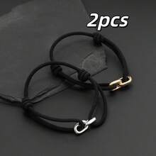 【定制款】情侣手链，可定制姓名 - 男女皆宜可调节情侣饰品，可定制字母，采用美拉德色彩搭配简约串珠/打结设计，是情人节的理想之选