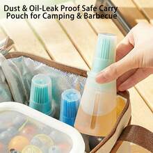 1个随机颜色硅胶油刷瓶，烘焙工具，适用于空气炸锅、煎饼、牛排、烧烤，耐热硅胶刷