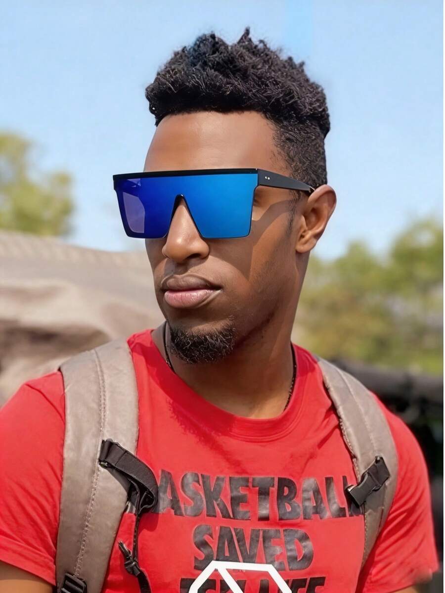 1 Par de Óculos de Moda Geométricos de Peça Única com Armação Plana Acrílica para Homens, Elegante