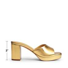 Women Minimalist Open Toe Heeled Mule Sandals Slip On, Thick Heel Casual High Heel Sandals For Outdoor Spring/Summer - Vàng - Xem 5