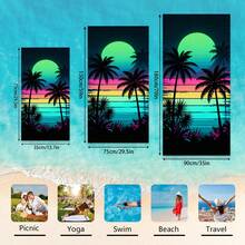 1条椰树日落条纹沙滩巾，超柔软超细纤维特大号沙滩毯，高吸水性浴巾，适合旅行、游泳池、潜水、冲浪、瑜伽、露营，多种尺寸可选，沙滩用品浴室装饰 - 彩色 - 查看 3