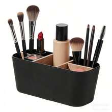 1pc Plastic 5-Compartment Toothbrush Holder, Makeup Organizer Box, Bathroom Vanity Storage Rack For Cosmetics, Stationery, Electric Toothbrush, Toothpaste, Shaving Supplies, Home Decor, Holiday Gift, Back To School Decoration - Multicolor - View 5