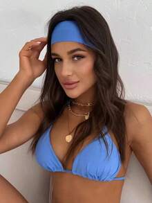 1pc Athletic Sweat-Absorbent Headband For Running, Fitness, Workout Casual Gym Hair Band Turban Headband Sweatband, School Stuff, College, Headbands Fall Winter Hair Accessories For Women For Vacation Outfits Woman Elegant Scarf Women Bandanas Soft Headwrap Women Head Scarf - Washed Blue - View 2