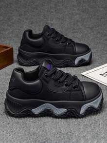 Giày nam casual mới, giày thoải mái, bền bỉ, phổ biến, giày thể thao đế dày thời trang đa năng. - màu đen - Xem 8