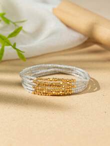 6pcs/Set Bohemian Style Beaded Bracelet For Women, Colorful Bracelets Stack For Best Friends And Daily Use