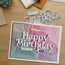 1pc Happy Birthday Metal Cutting Die, Suitable For Scrapbooking, Embossing, Handmade Card Making, Gift Card Crafting - Silver - View 7