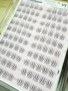 100pcs Glue-Free U-Shaped False Eyelashes, Natural & Realistic Single Cluster C-Curl Thick & Distinct Lashes, Suitable For Daily Wear, Girl Groups, ACE