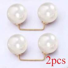 2pcs White Pearl Pin Premium Minimalist Anti Slip Brooch For Clothing Neckline Pants Hem Major To Minor Alteration Accessories Skirt Waist Cinching Magic Adjustable Jeans Clip Anti Light Needle Anti Step Slipper Buckle - 白色 - 查看 10