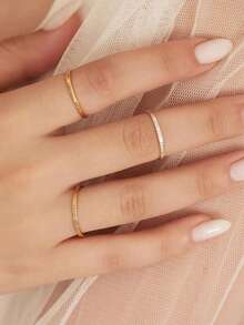 1pc Customized Stainless Steel Laser Engraved English Name & Number Ring, Warm And Unique Accessory Jewelry, Luxury Unisex Gift For Lover, Family And Friends - Multicolor - View 6