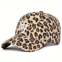 1 Ladies New York Leopard Print Baseball Cap, Stylish Outdoor Adjustable Sun Protection Casual Cap, Perfect For Spring And Autumn, Travel And Beach Vacations - màu nâu - Xem 2