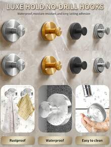 不锈钢吸盘挂钩，免钻孔真空吸附技术，可用于收纳毛巾、浴球、浴袍、外套等多功能挂钩，粘性挂钩，安装简便，适用于淋浴房、浴室和厨房，可粘附于玻璃、镜子、瓷砖等光滑表面。 - 彩色 - 查看 4