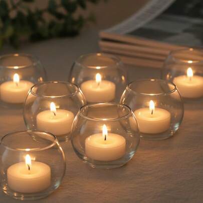 Soporte de vela de vidrio transparente, al por mayor, adecuado para velas pequeñas/velas flotantes, con fondo redondo. Ideal para el Día de San Valentín, decoración navideña, decoración del hogar, fiestas, regalos, adornos navideños, acentos de la habitación, bodas románticas, cenas a la luz de las velas, celebraciones de cumpleaños, reuniones familiares, decoración de la mesa del comedor, celebraciones navideñas, fiestas de bodas, duchas nupciales, decoración del jardín al aire libre, eventos ceremoniales, recepciones de bodas y decoraciones de centro de mesa.