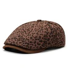1pc Leopard Print Retro Newsboy Cap, New American Style Sun Protection Beret Hat - A - View 9