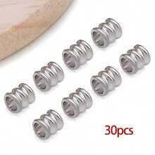 30颗18K镀金黄铜金属柱形隔珠，带凹槽管状散珠，适用于DIY珠宝挂绳制作 - 彩色 - 查看 12