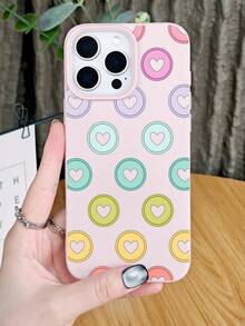 Simple Macaron-Colored Polka Dot Heart And Circle Pattern Minimalist Cute Aesthetic Protective Phone Case. Preppy, Playful Y2K Abstract Creative Gift. Compatible With Iphone 17 Pro Max/17pro/17Air/17/16promax/16pro/16plus/16/15promax/15pro/15plus/15/14promax/14pro/14plus/14/13promax/13pro/13/12promax/12pro/12/11promax/11pro/11/X/XSmax Phone Cases - 玫紅色 - 查看 1