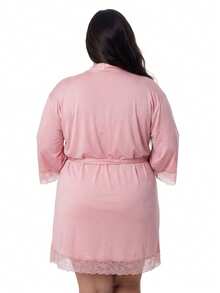 Plus Size Robes & Robe Sets - Baby Pink - View 2