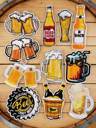 3/6pcs German Beer Festival Embroidered Patches, Cartoon DIY Clothing Iron-On Badges, Suitable For Decorating Bags, Jackets, T-Shirts, Hats, Dresses