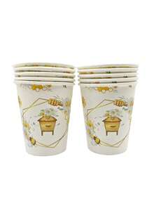 10pcs Bee Themed Party Plates, Cups, Paper Towels, Tablecloths, Bee Honey Gathering Party Suitable For Festivals, Celebrations, Birthdays, Parties, Tea Parties, Weddings, Bees - Multicolor - View 4