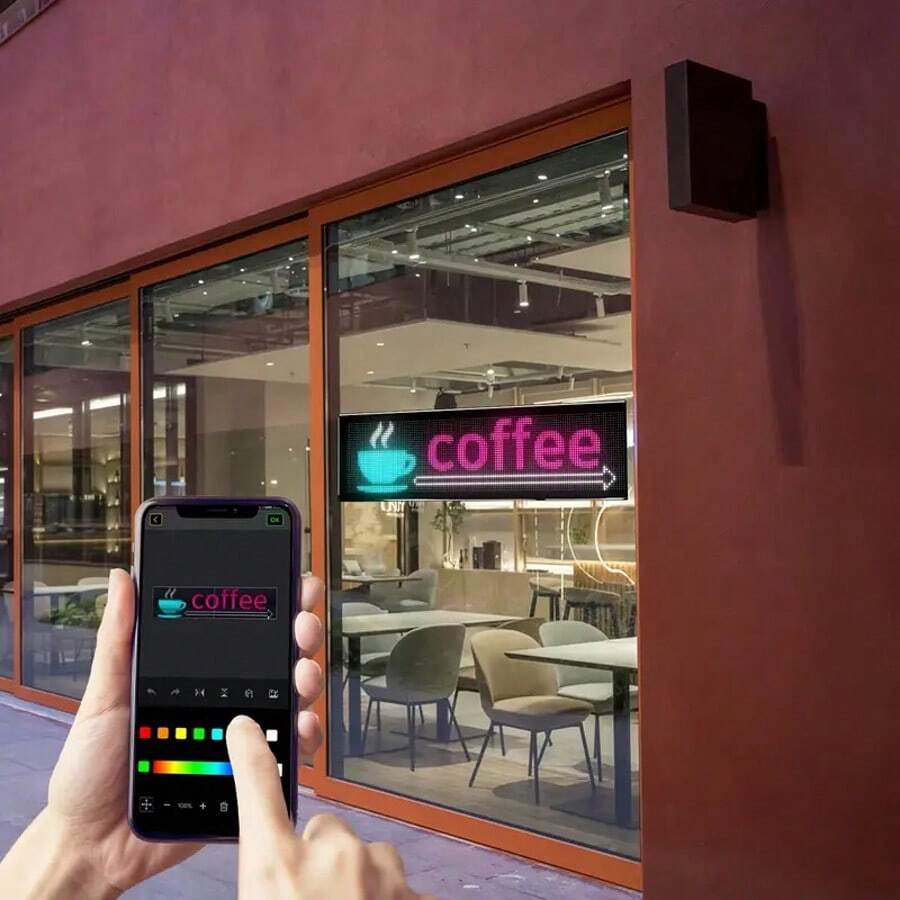 1 pieza Pantalla LED de desplazamiento controlada por aplicación - Pantalla multicolor vibrante para tiendas, vehículos y eventos - Alimentada por USB, eficiente energéticamente, diseño flexible con control remoto, pantalla de eventos | Publicidad multicolor | Control remoto - 16*32 - Ver 1