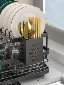 1 件装碗碟沥水架 - 节省空间的厨房收纳架，双层置物架，带餐具架和杯钩，紧凑型碗碟沥水架，适用于小型厨房，防锈设计，适合现代家居，厨房收纳整理两用。 - 彩色 - 查看 9